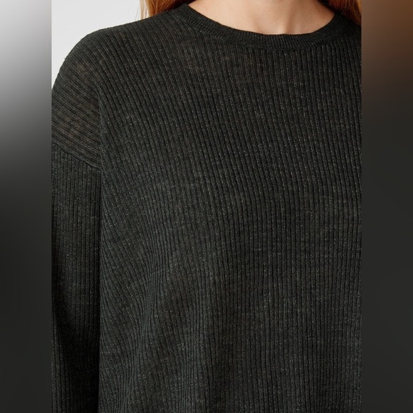 Eileen Fisher Organic Linen Delave Crew Neck Top Long Sleeve Size XS - Picture 4 of 9